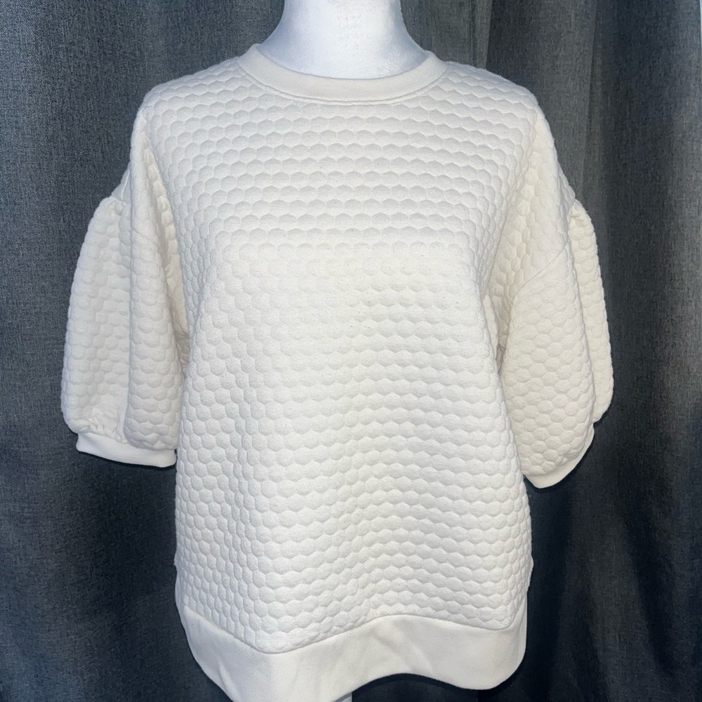 Caslon White Textured Sweatshirt
